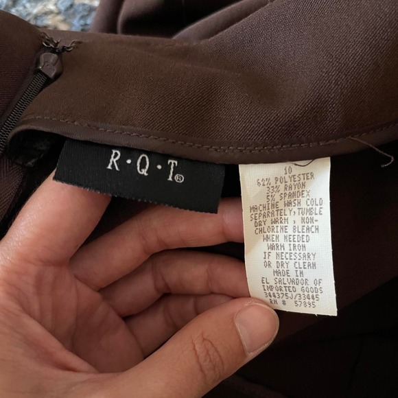 Vintage 90s R•Q•T• Brown Paneled Midi Skirt Office Wear Dark Academia Size 10 - Picture 7 of 8